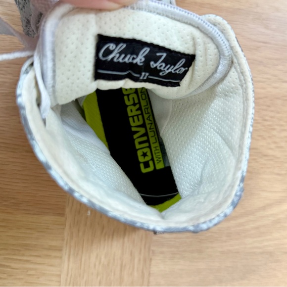 Converse with Lunarlon All Star Chuck Taylor II Silver & White High-Tops, m5 w7 - Picture 15 of 16
